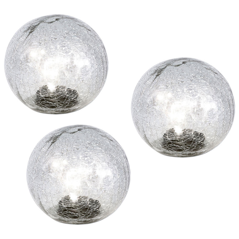 LED AUSSENLEUCHTE Solarkugel Klar Glas 3er Set - Klar, Glas (15/15/15cm)