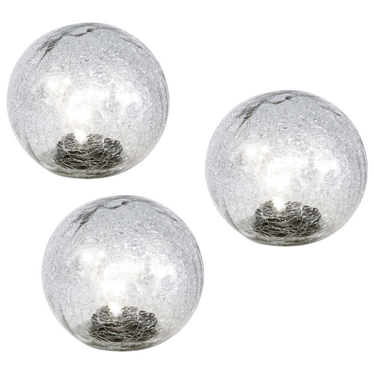 LED AUSSENLEUCHTE Solarkugel Klar Glas 3er Set - Klar, Glas (15/15/15cm)