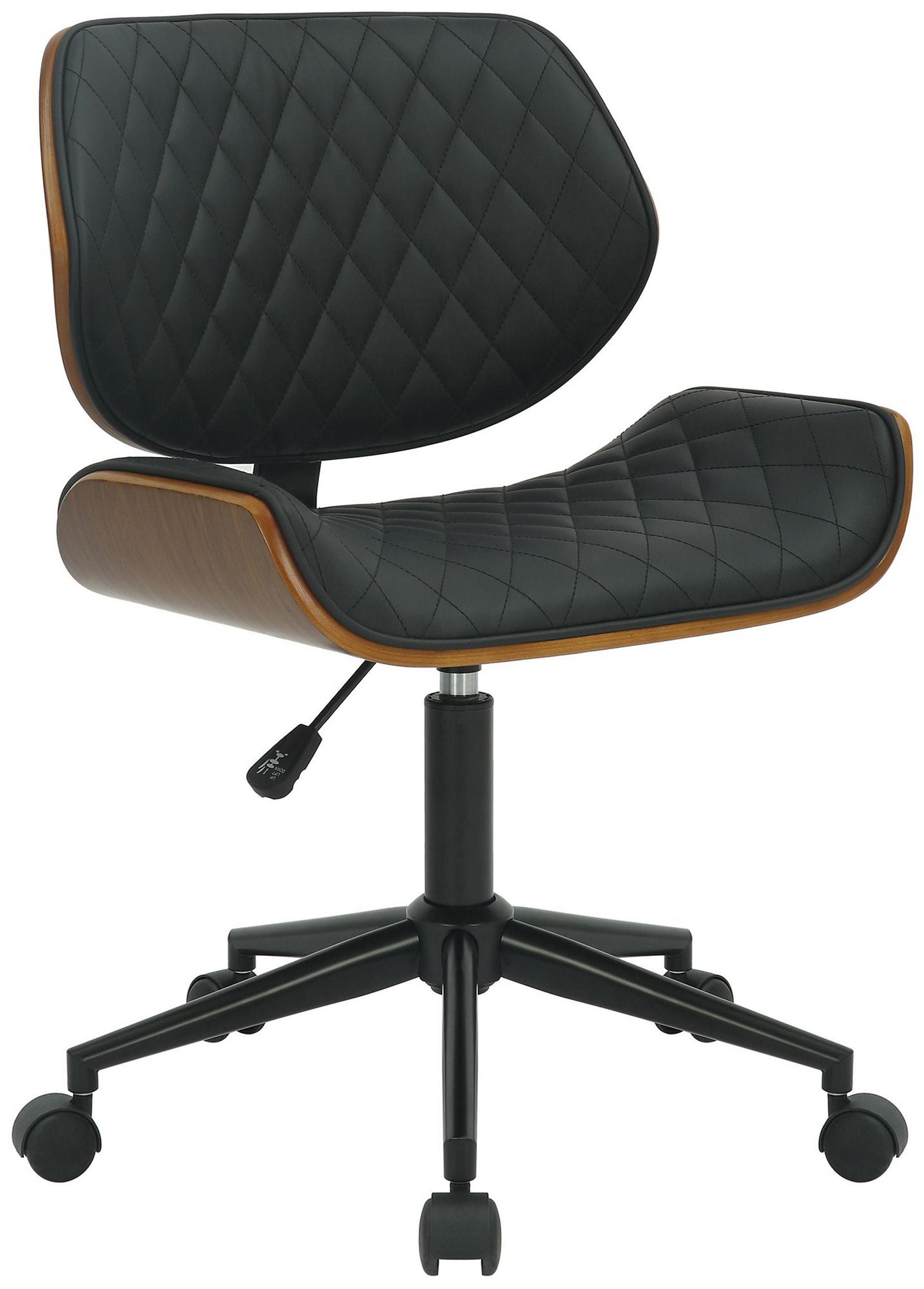 BÜROSTUHL Kryos Kunstleder walnuss/schwarz - Schwarz, Metall (54.5/92/53cm) - TPFLiving