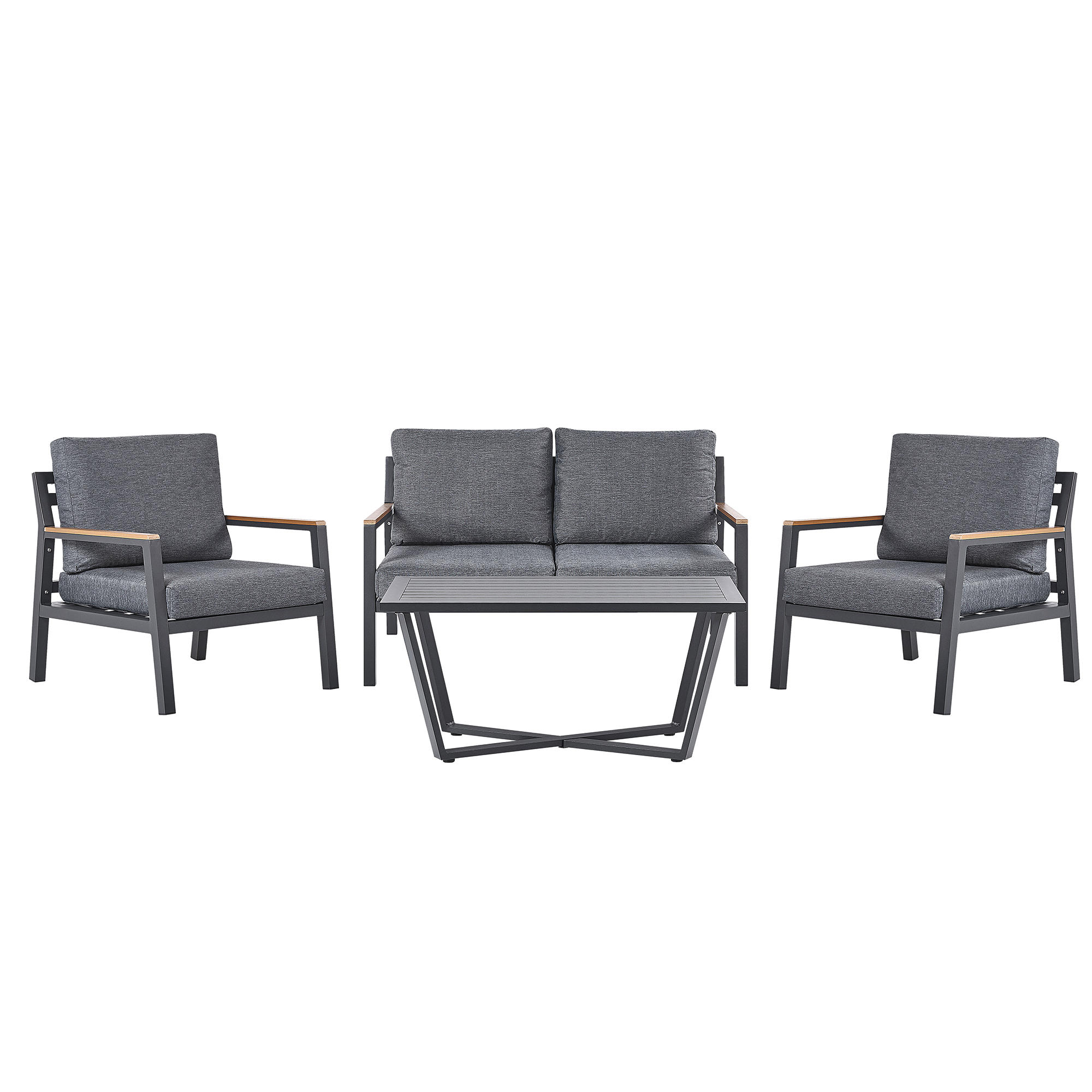LOUNGE-SET 4-sitzer Aluminium Schwarz Delia - Schwarz, Metall - Beliani