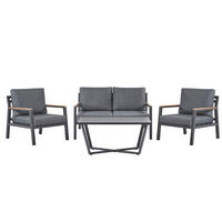 LOUNGE-SET 4-sitzer Aluminium Schwarz Delia - Schwarz, Metall - Beliani