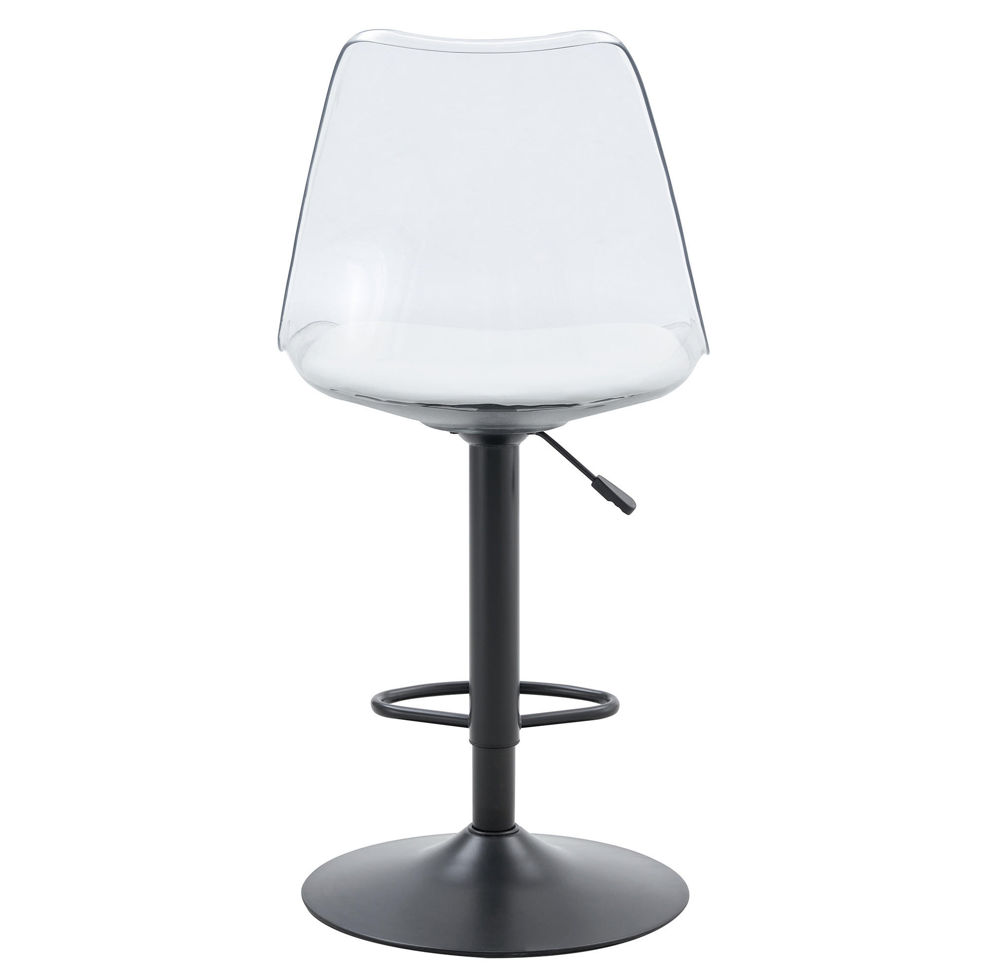 BARHOCKER 2er-Set höhenverstellbar 60-80 cm drehbar Schwarz Transparent - Schwarz, Metall (53.3/120/45.7cm) - Meubliv