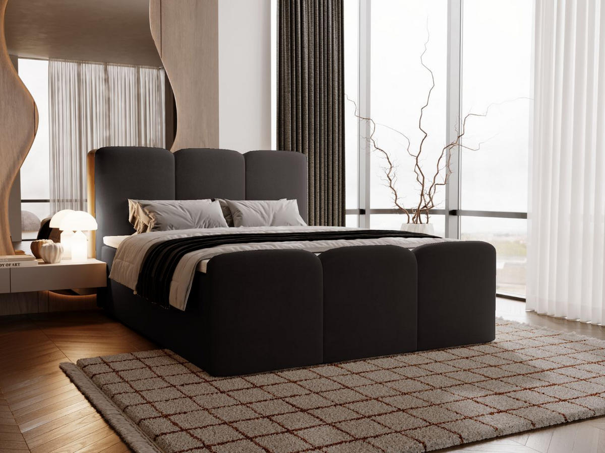 BOXBETT Campi 140x200 Schwarz - Schwarz, Holz/Textil (140/200cm) - Graingold