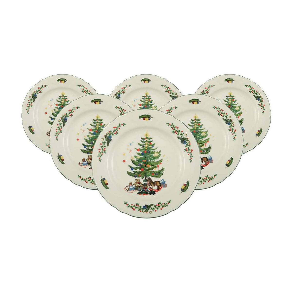 BROTTELLER Marieluise Weihnachten weiß-grün ø 17,1 cm 6er Set - Weiß/Grün, Keramik (17.1cm) - Seltmann Weiden