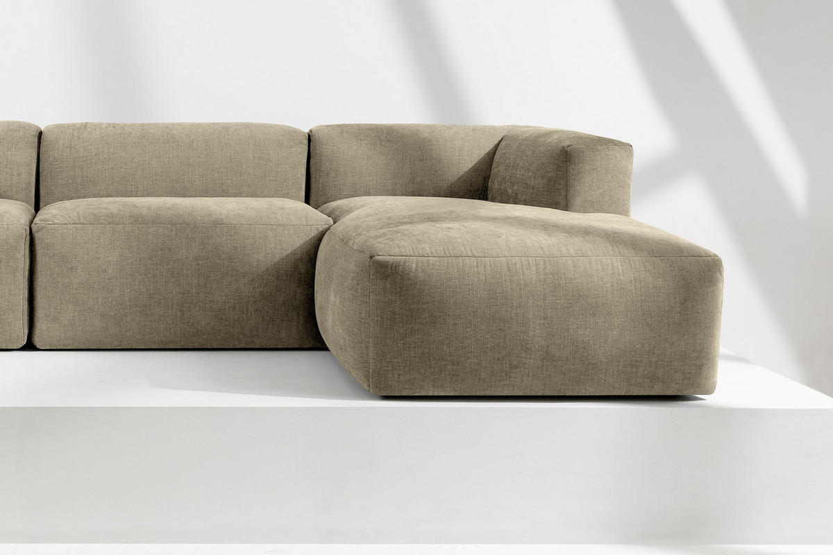 ECKMODULSOFA-RECHTS BUFFO mit extrem weicher und bequemer Sitzfläche, Gewebestoff, sandfarben - Sandfarben, Textil (297/180cm) - KONSIMO®