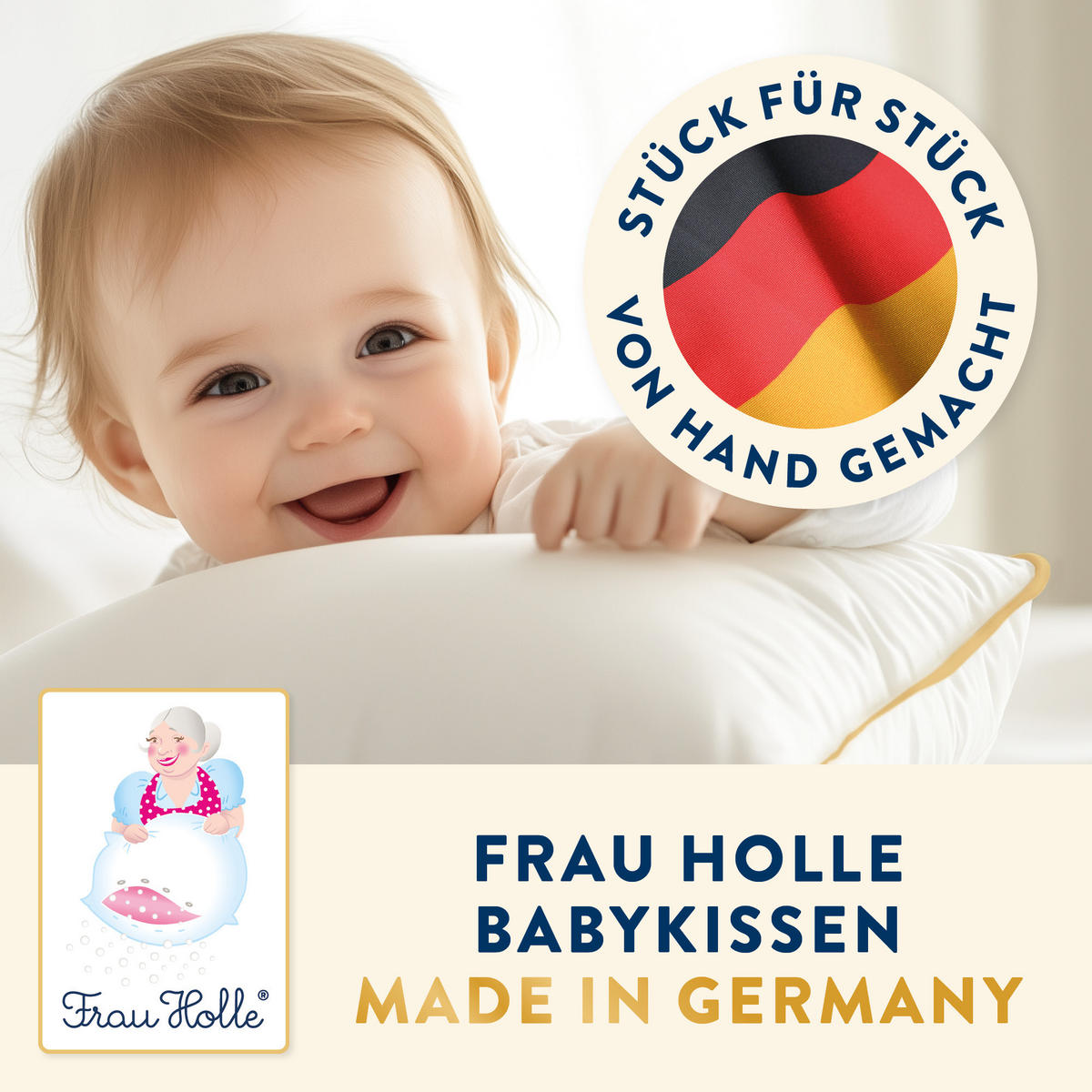 BABYKOPFKISSEN BABYS 100% Baumwolle weich - Weiß, Naturmaterialien/Textil (35/40cm) - Frau Holle