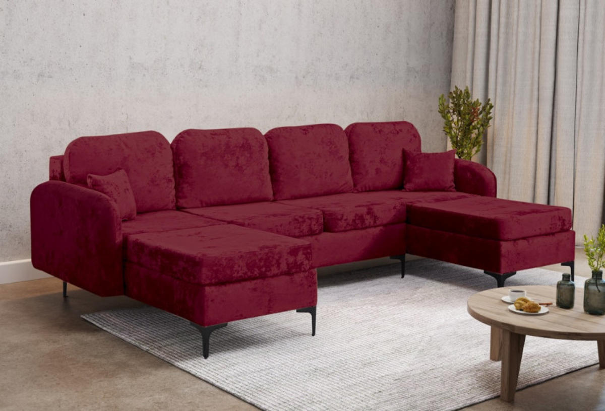 ECKSOFA Bordeaux VENI U Groß - Multicolor, Textil (294/172cm) - Sepro Meble