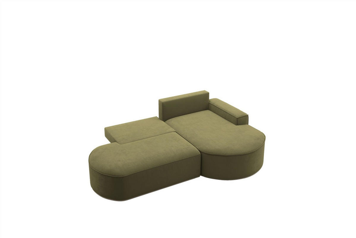 ECKSOFA Girona Mit Schlaffunktion - Grün, Holzwerkstoff/Textil (278/179cm) - Fun Möbel