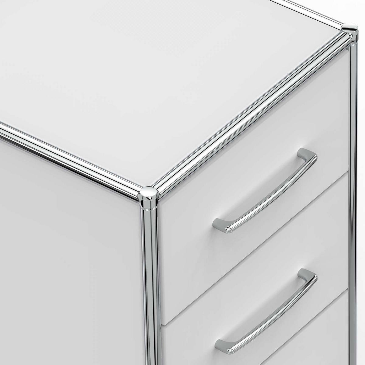 BÜRO-ROLLCONTAINER Holz, 40cm - 3 Schubladen, Lichtgrau - Chromfarben/Silberfarben, Holzwerkstoff/Metall (40/66.5/39.7cm) - Versee