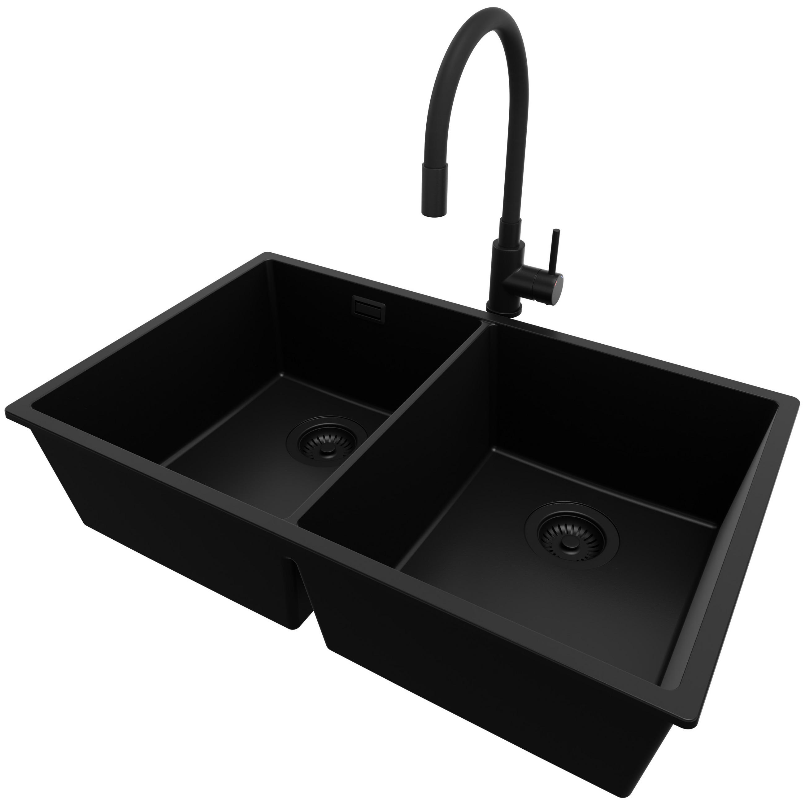 Primagran Granitspüle Schwarz, Schwarz, Schwarz 76x20x47 cm