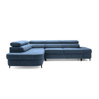ECKSOFA PRIAM L Links mit Schlaffunktion 125x195 Velours Blau - Blau/Schwarz, Holz/Textil (203/275cm) - Muffo