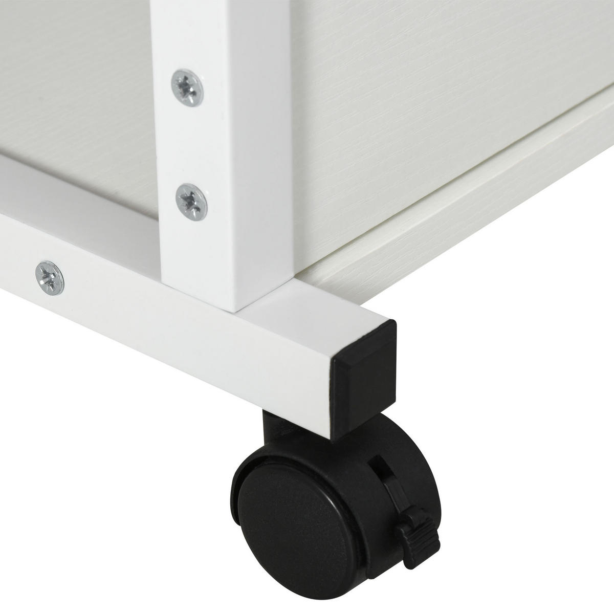 BEISTELLTISCH Couchtisch mit Rollen höhenverstellbar 2 untere Regale Esszimmer - Weiß, Kunststoff (80/40/82cm) - HOMCOM