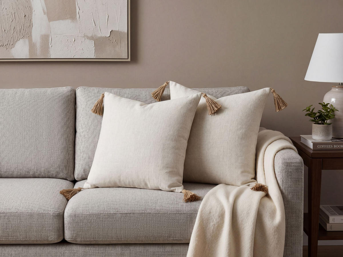 DEKOKISSEN 2er-Set Hellbeige 45/45 cm Azalea - Beige, Textil (45/45cm) - Beliani