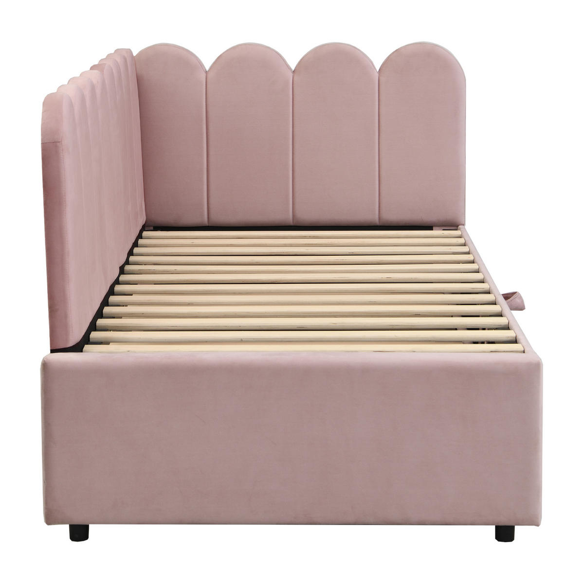 POLSTERBETT aus Samt 90x200 cm in Rosa mit Ausziehbett - Rosa, Textil (90/200cm) - Modfu