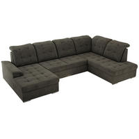 WOHNLANDSCHAFT MADRITO U - Dunkelgrau Velorus - Rechts - Dunkelgrau/Silberfarben, Textil/Metall (323/89/204cm) - MKS