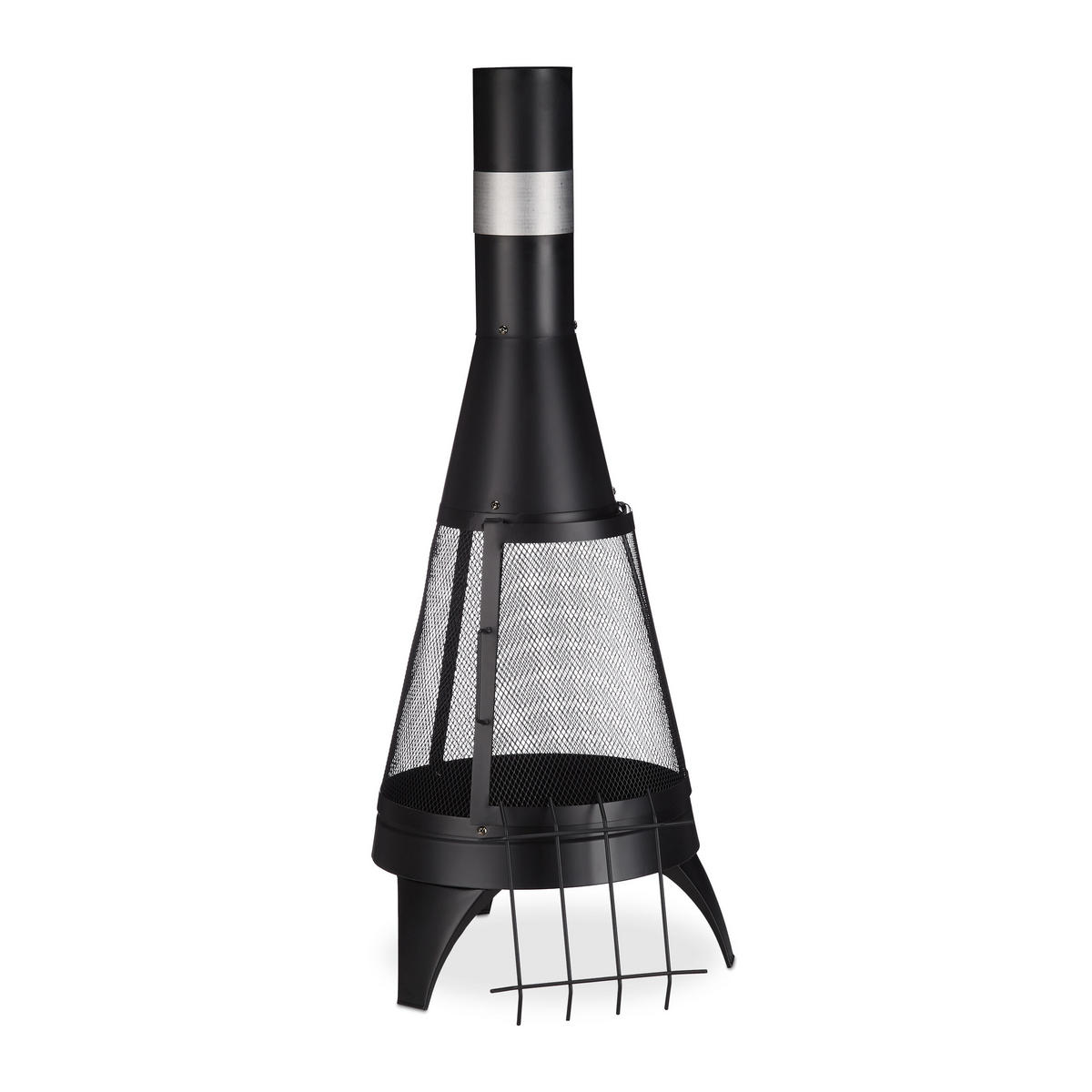 TERRASSENOFEN - Schwarz, Metall (47/120/47cm) - Relaxdays