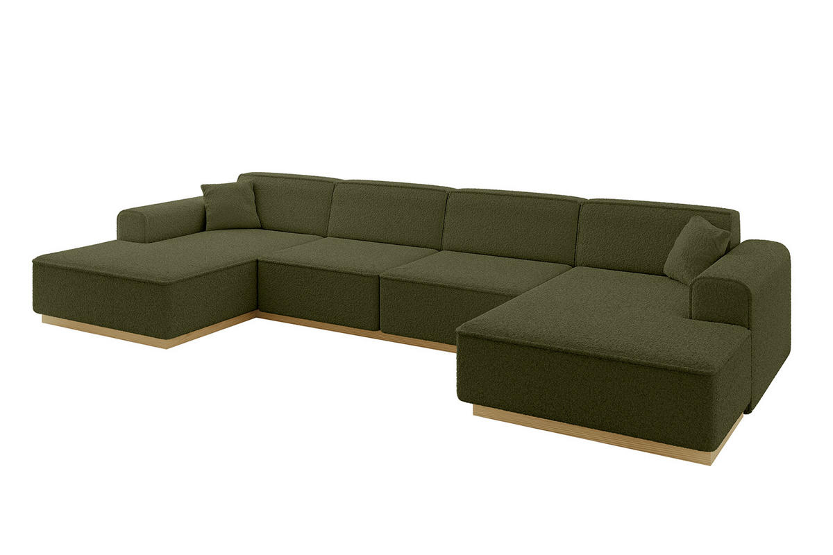 WOHNLANDSCHAFT IREA-U2-v2 - 382x165x81 cm Grün - Grün, Holzwerkstoff/Textil (382/81/165cm) - ALTDECOR