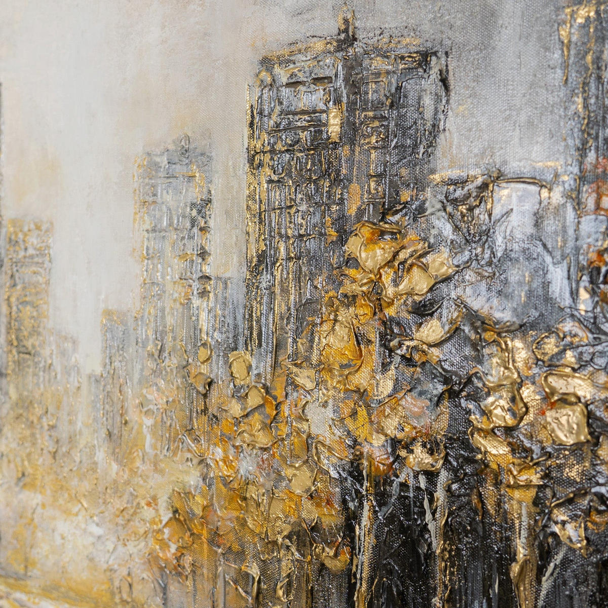 GEMÄLDE Lichter der Stadt Schattenfugenrahmen Schwarz 70x50 cm - Schwarz, Holz (70/50cm) - YS-art gallery
