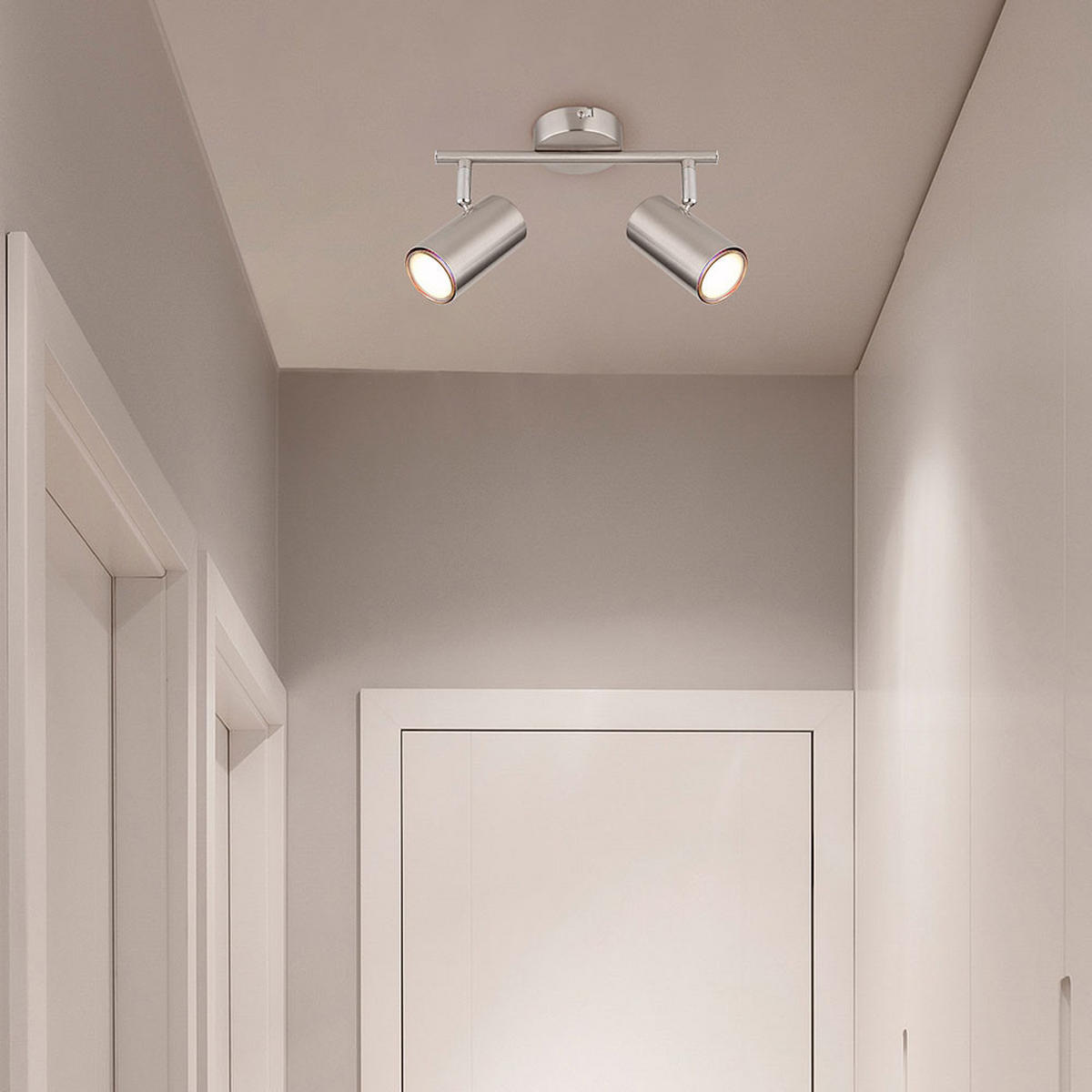 LED DECKENLEUCHTE Silber Metall - Silberfarben, Metall (25/10/13.5cm) - Globo Lighting