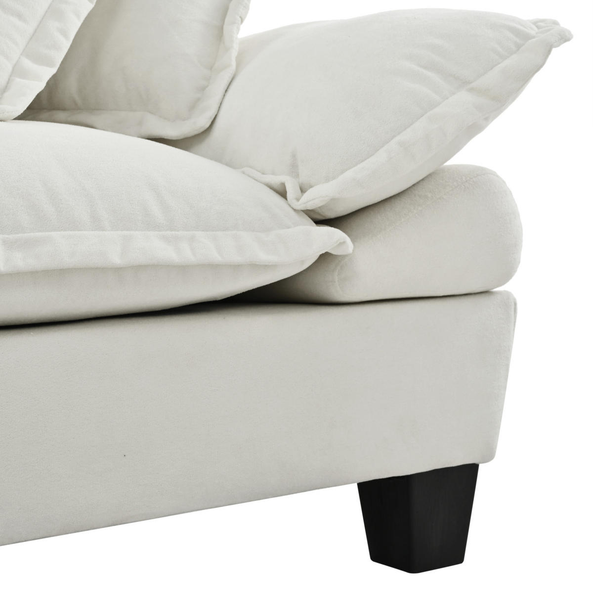ECKSOFA aus Chenille 264x155x90 cm in Beige mit Ottomane & 2 Kissen - Beige, Textil (155/90/264cm) - Modfu