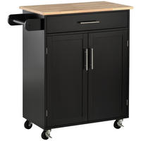 KÜCHENWAGEN, Schublade, 2-türiger Schrank, Rollen, Seitenstange, schwarz, 83x45x91,5cm - Multicolor, Metall (83/91.5/45cm) - FORIOUS
