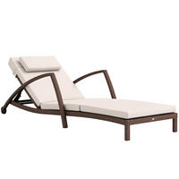 SONNENLIEGE DE-13605 5-fach verstellbar mit Rollen & Kissen Braun/Beige - Beige, Metall (72/78/185cm) - ComfortXL