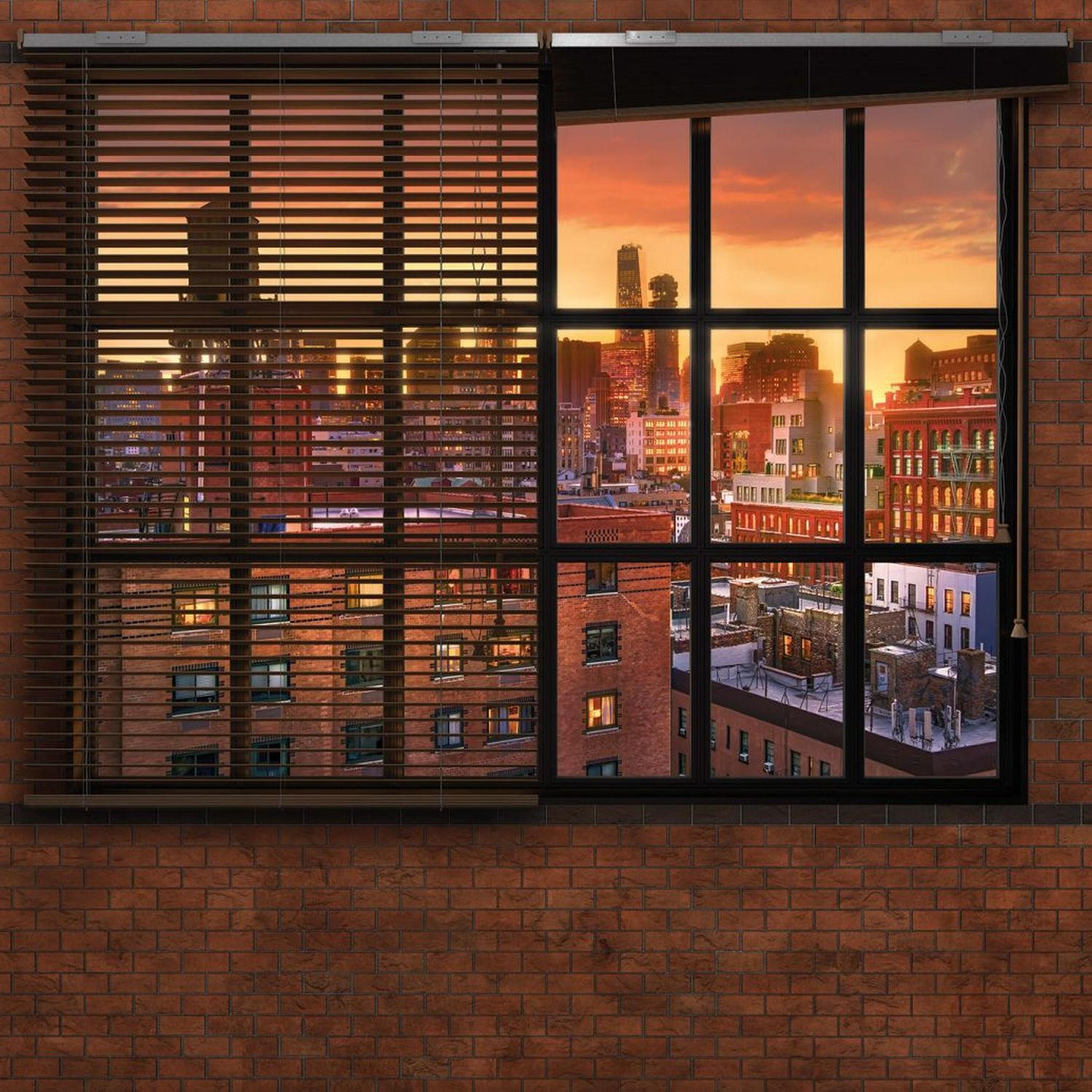 FOTOTAPETE Brooklyn-Ziegel 368 x 254 cm - Braun, Papier (368/254cm) - Sanders & Sanders
