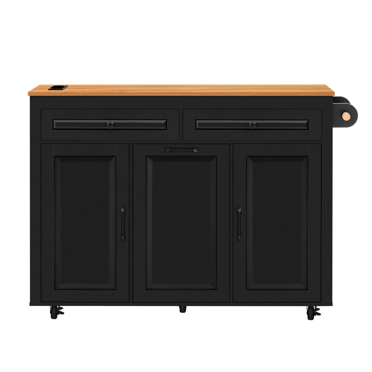 KÜCHENINSEL mit Ausziehplatte 120 cm Schwarz MDF - Schwarz, Holz (40/92/120cm) - Beauniv