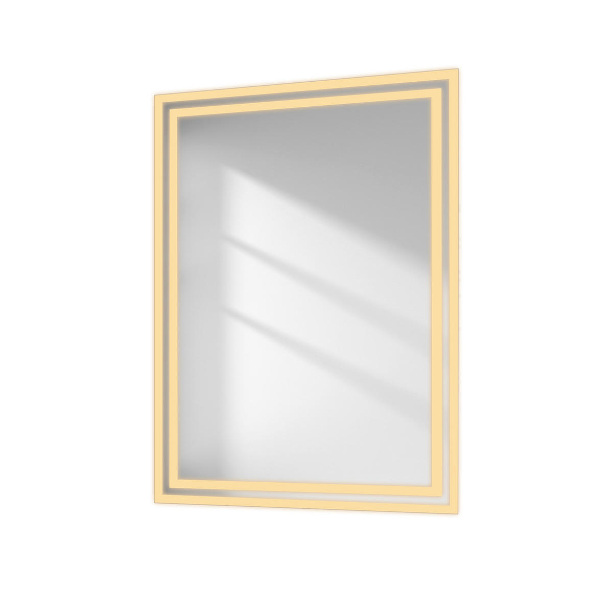BADSPIEGEL mit Beleuchtung 80/60/3,5 cm - Weiß, Glas (60/3.5/80cm) - EMKE