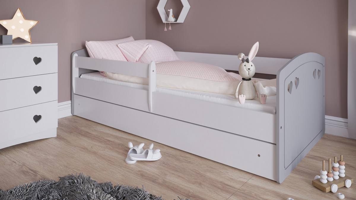 KINDERBETT JULIA mit Schublade ohne Matratze 90/65/144 - Grau, Holzwerkstoff (80/140cm) - RAUMHIRSCH FURNITURE