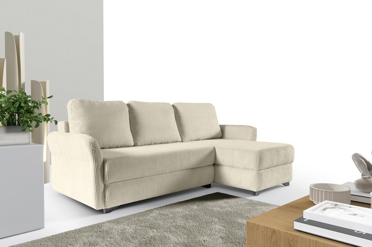 ECKSOFA Volt Creme, universal Ecksofa mit Schlaffunktion - Creme, Holzwerkstoff/Textil (238/155cm) - Bettso