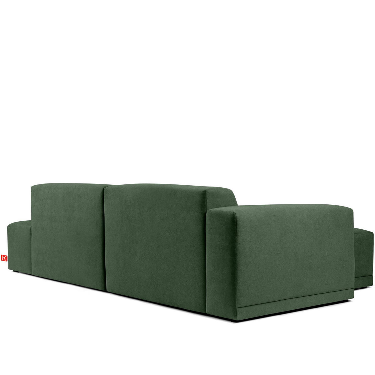 ECKSOFA LINKS MUDI in moderner Optik mit hochwertigem Kaltschaum, Cord-Stoff, Grün - Schwarz/Grün, Textil (280/160cm) - KONSIMO®