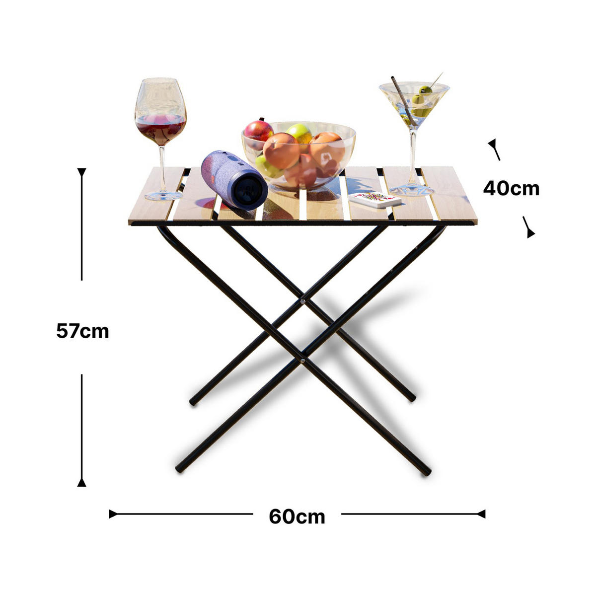 KLAPPTISCH Cavallino - Naturfarben, Holz/Metall (40/60/57cm) - [en.casa]