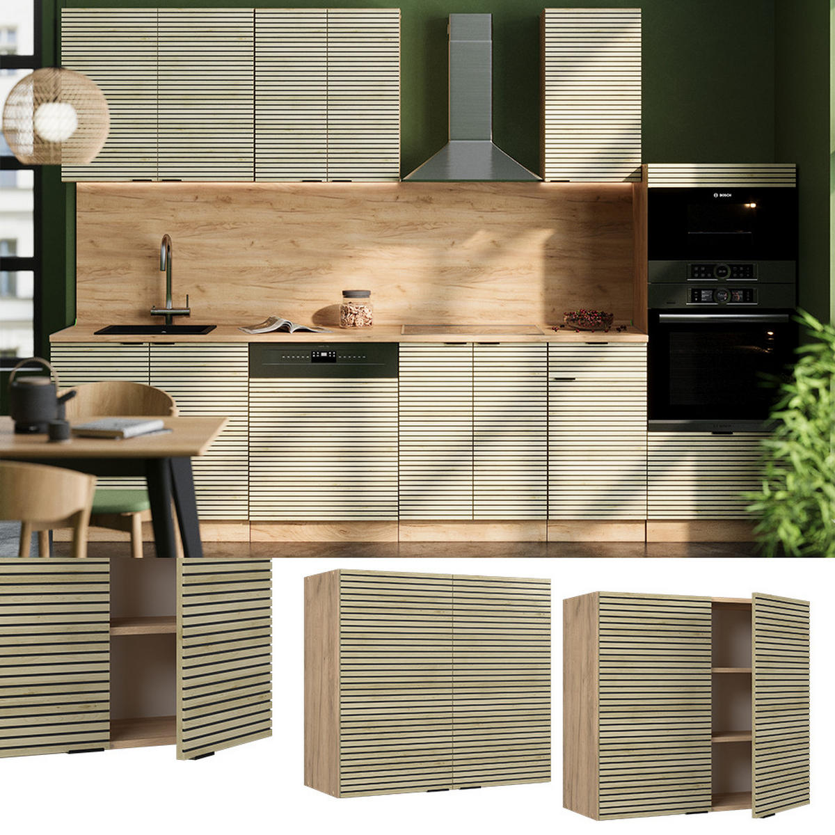 KÜCHENGLASSCHRANK Fame-Line Eiche Paneel 80 cm - Honigeiche/Eichefarben, Holzwerkstoff (80/72/34.1cm) - Vicco