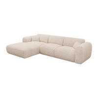 GROSSER Ecksofa - Ecke links - grob gerippter Cord - Beige - POGNI - Beige, Textil (280/165cm) - Vente-Unique