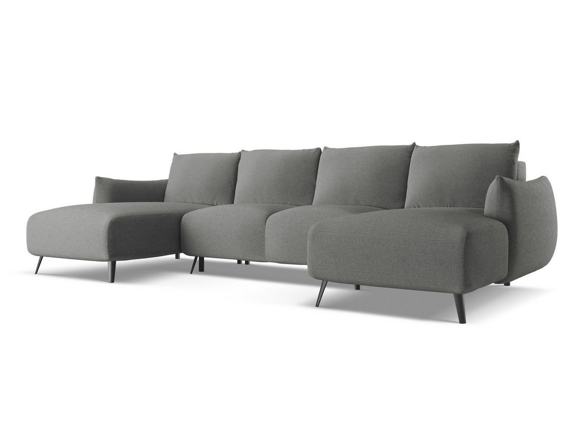 WOHNLANDSCHAFT Chenille Stoff Grau - Schieferfarben/Schwarz, Textil/Metall (317/86/162cm) - Makamii