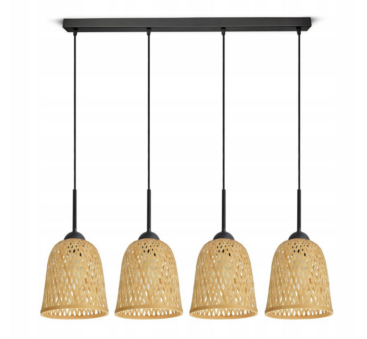 PENDELLEUCHTE BOHO - Schwarz/Weiß, Holz/Metall (17/90/100cm) - kiki design