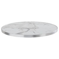TISCHPLATTE runder 60 cm, Weiß - Klar/Weiß Hochglanz, Metall (60/2.5/60cm) - Oviala