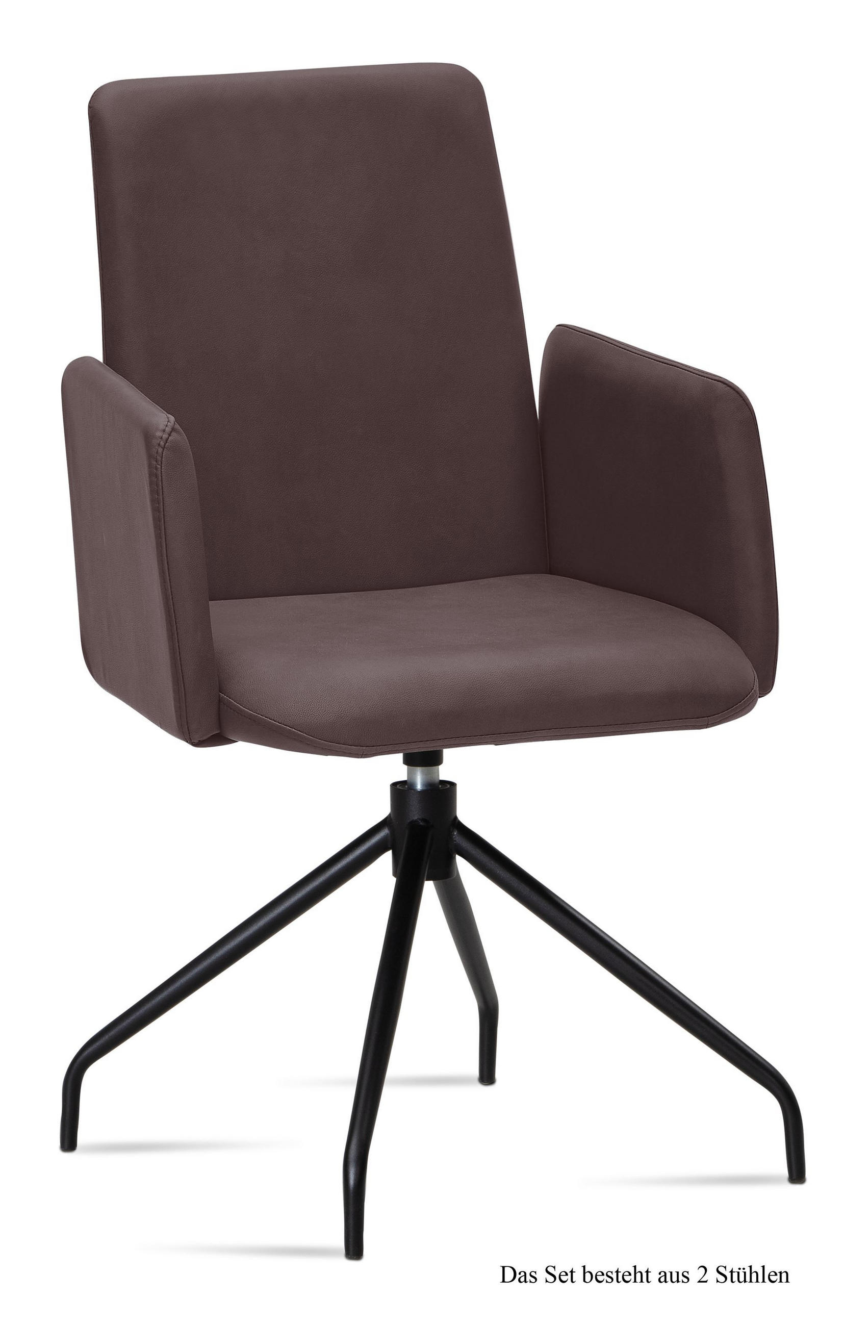 ARMLEHNSTUHL drehbar (2er-Set) Djanna 52x92x60 Schwarz/Braun - Schwarz/Braun, Kunststoff (60/92/52cm) - 58aufmkessel
