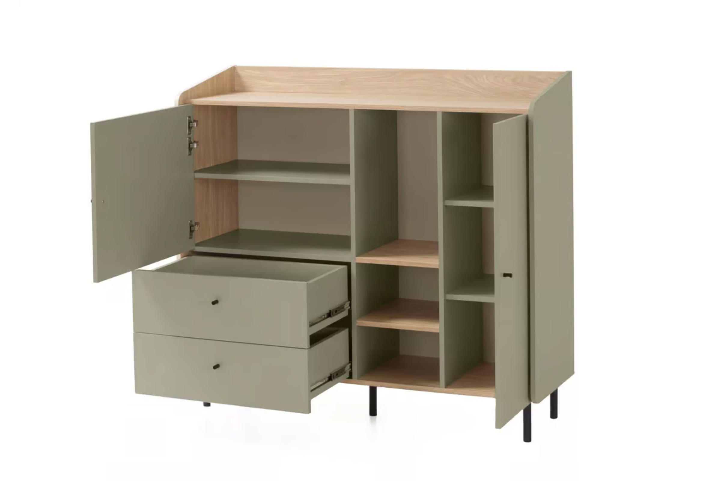 KINDERKOMMODE ALBI 08 125/42/115 in Eukalyptus / Baltic Düne Eiche - Alteiche/Eukalyptusholzfarben, Holzwerkstoff (125/115/42cm) - Deine Möbel 24