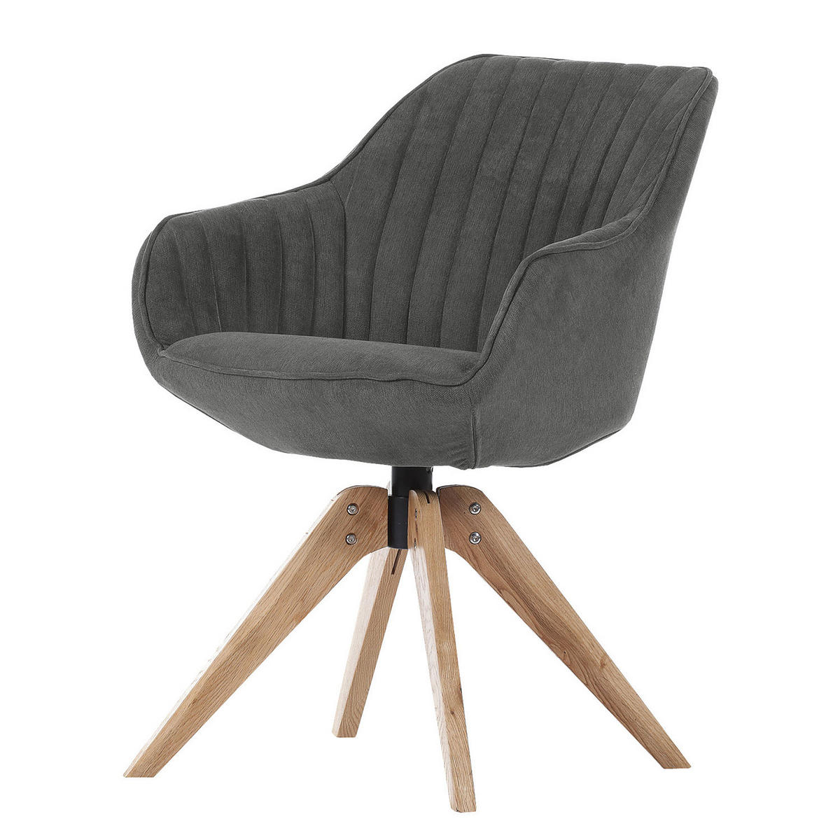 ARMLEHNENSTUHL - Drehbar - Dunkelgrau, Holz/Textil (60/83/65cm) - home24