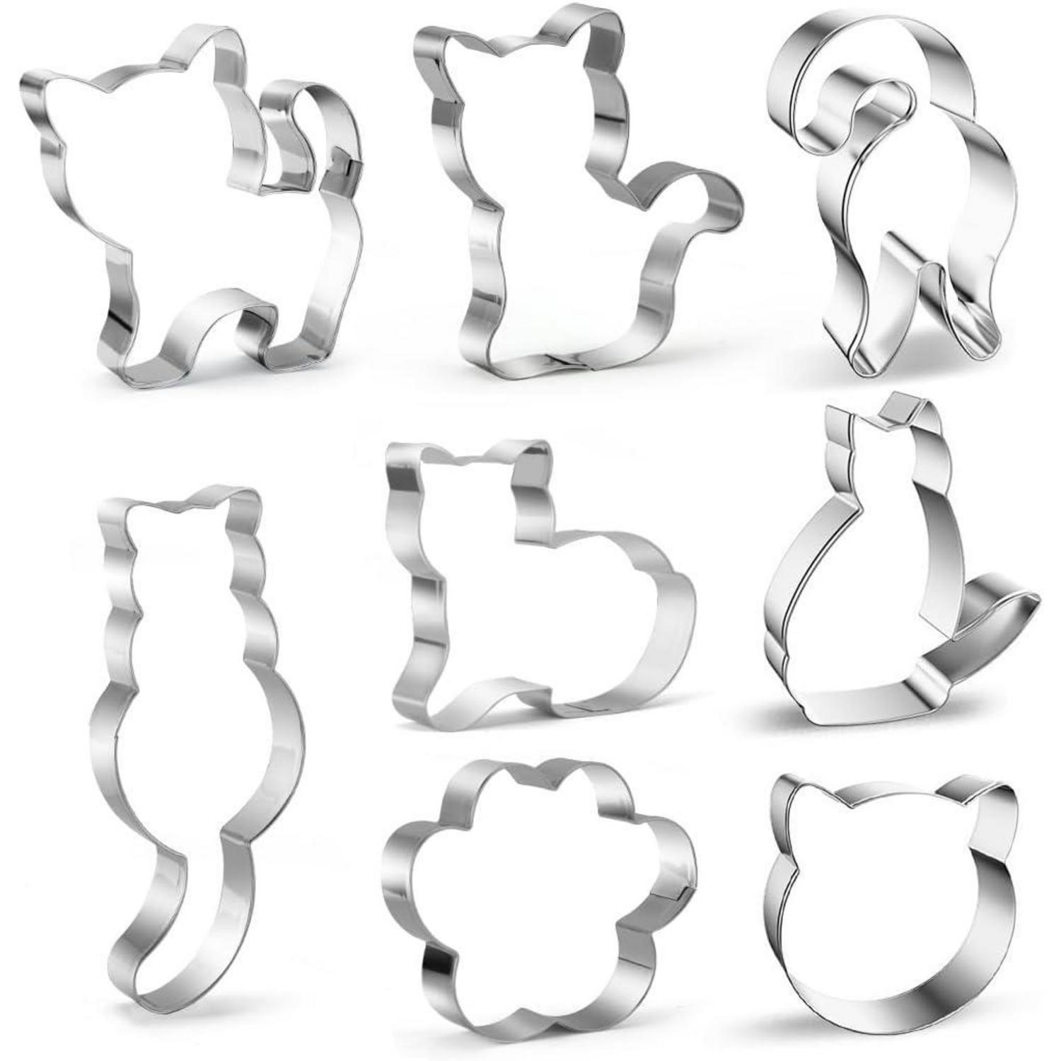 AUSSTECHFORMEN Katze 8-teiliges Set Edelstahl - Multicolor, Metall (38/1.5/95cm)