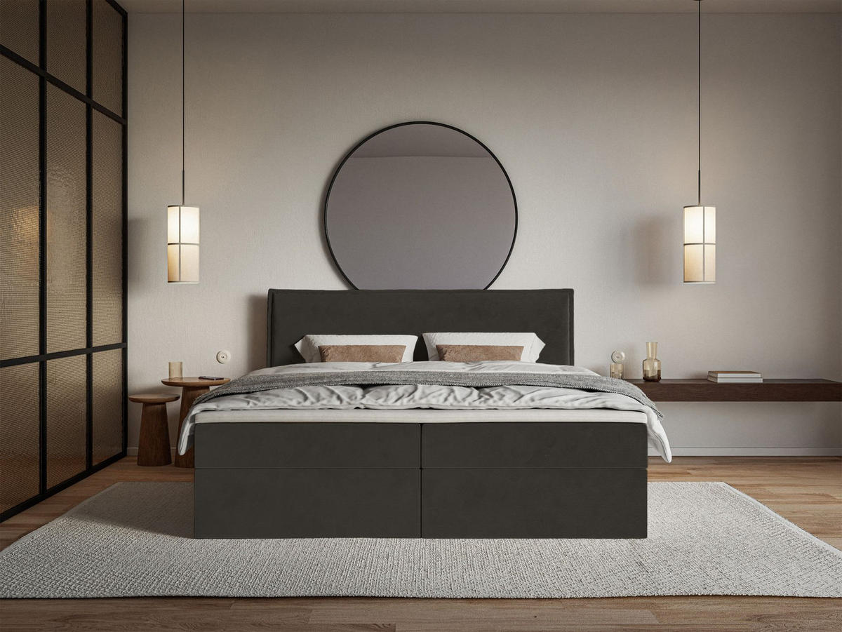 BOXBETT Softie Dunkelgrün Velours wasserabweisend 180x200 cm - Dunkelgrün, Textil (180/200cm) - Selsey