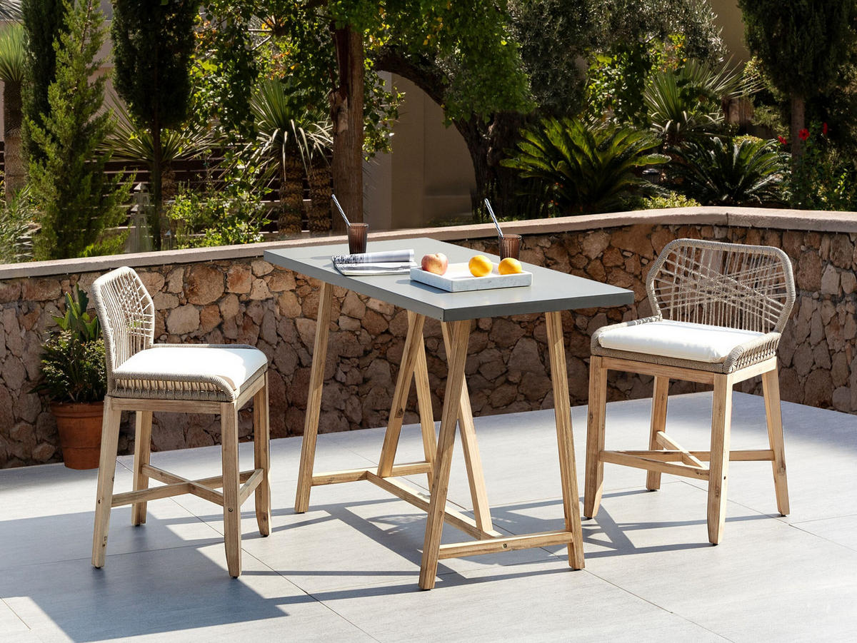 BISTRO-SET 2-Sitzer Heller Holzfarbton Talamone - Hellbraun/Beige, Holz - Beliani