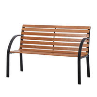 GARTENBANK - Massivholz - Schwarz/Braun, Holz/Metall (122/80/63cm) - home24