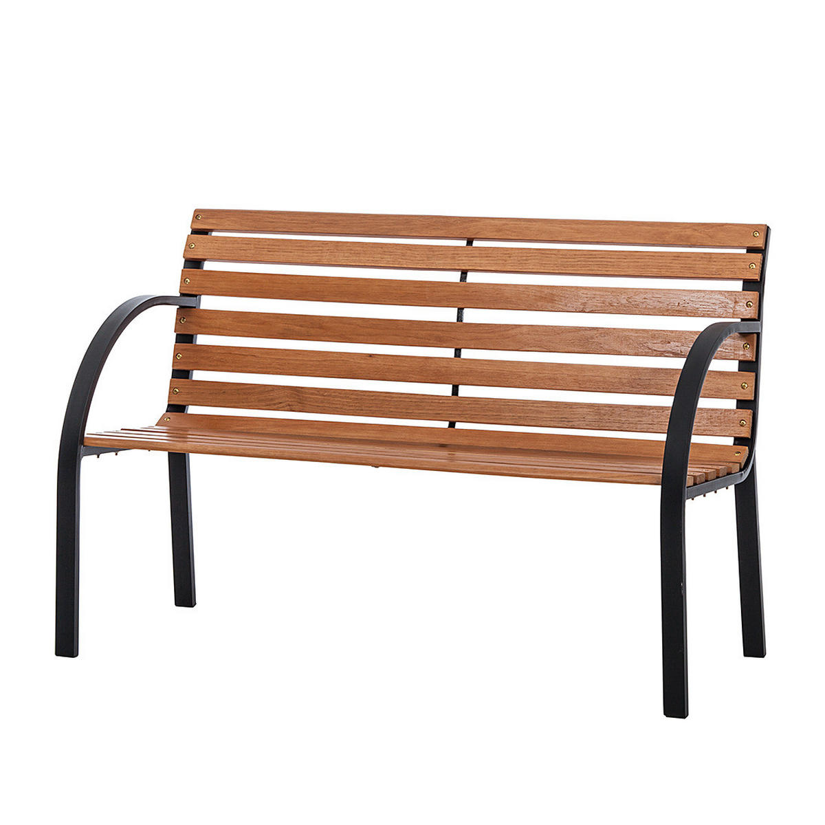 GARTENBANK - Massivholz - Schwarz/Braun, Holz/Metall (122/80/63cm) - home24