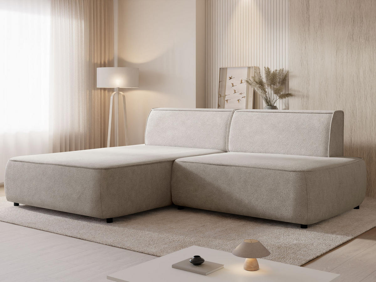 ECKSOFA Zuno, Seite: Links - Schwarz/Naturfarben, Holz/Kunststoff (254/162cm) - MIRJAN24