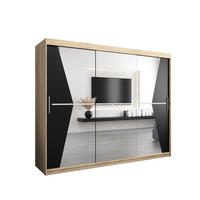 SCHWEBETÜRENSCHRANK 200/250/62 3-türig - Silberfarben/Schwarz, Holz/Kunststoff (250/200/62cm) - Abiks Möbel