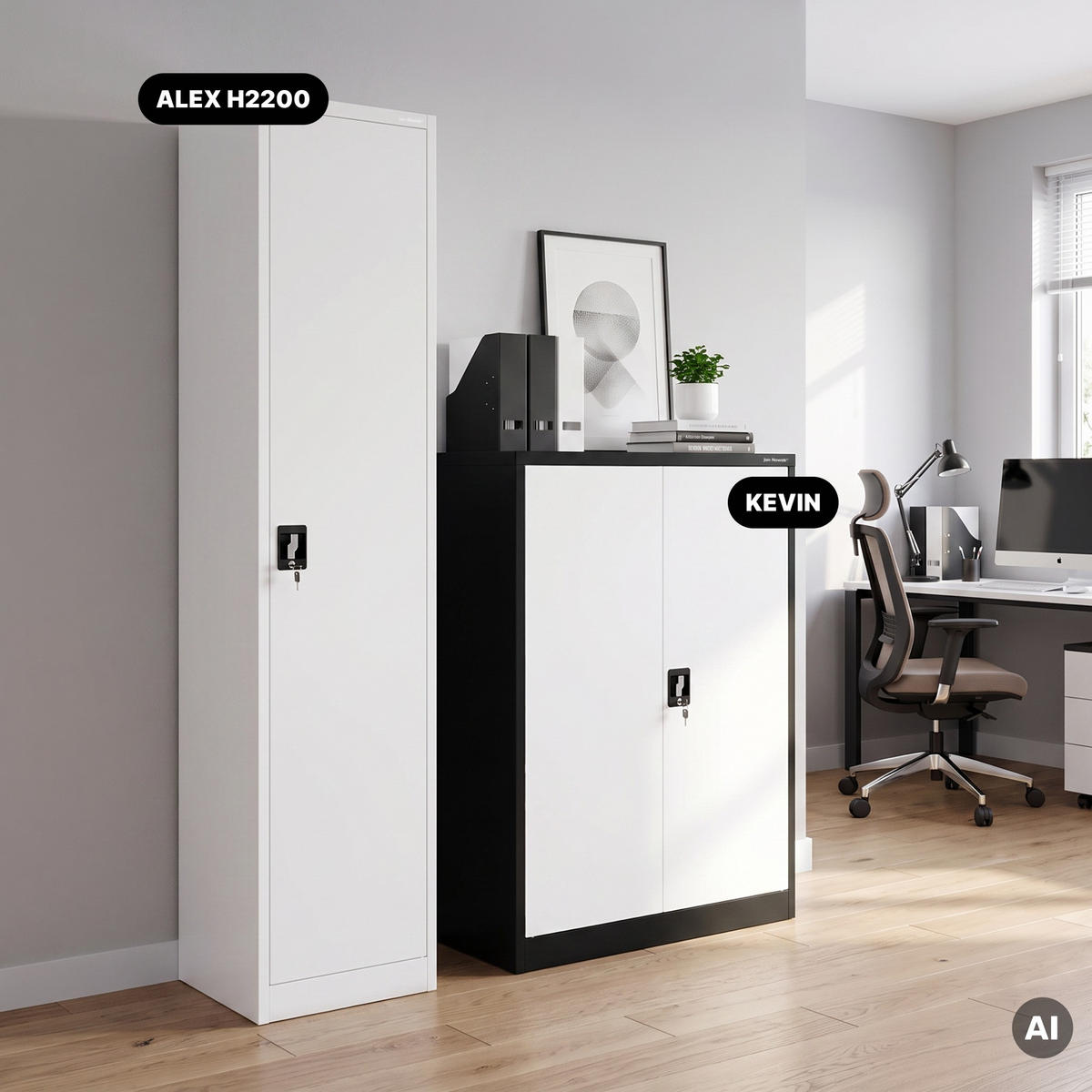 AKTENSCHRANK ALEX 220 - Weiß, Metall (45/220/40cm) - Jan Nowak