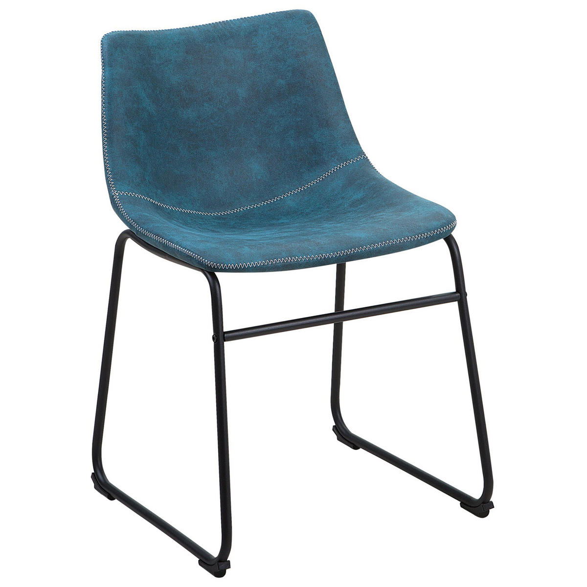 ESSZIMMERSTUHL 2er-Set Polsterbezug Blau Batavia - Blau, Textil/Metall (45/74/44cm) - Beliani